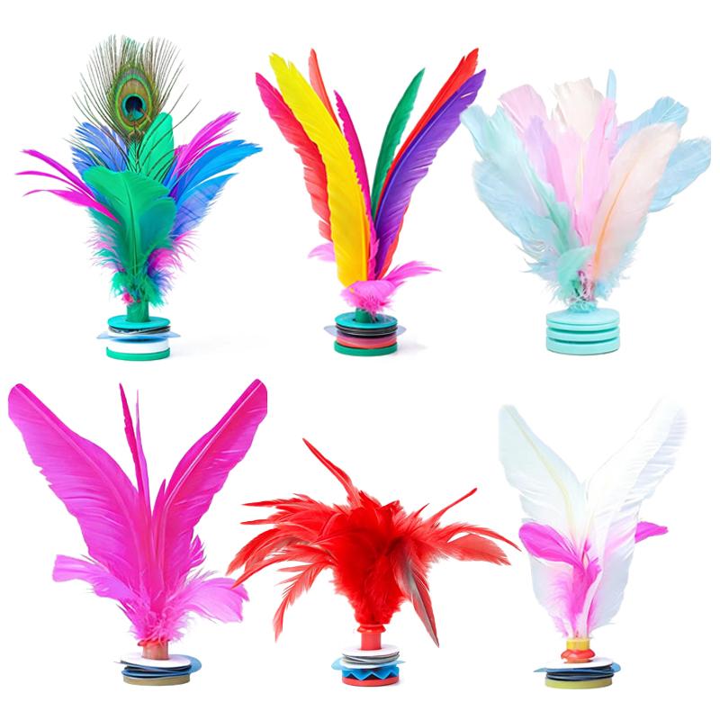Feather Shuttlecock - 1개입 컬러풀 깃털 셔틀콕, 실내외 피트니스